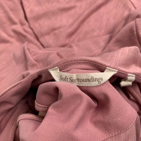 Soft Surroundings Pink Maxi Dress Medium V-Neck Ruffle - Picture 2 of 10